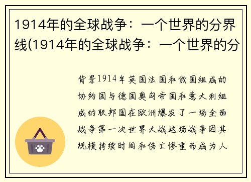 1914年的全球战争：一个世界的分界线(1914年的全球战争：一个世界的分界线，永远地改变了历史的轨迹)